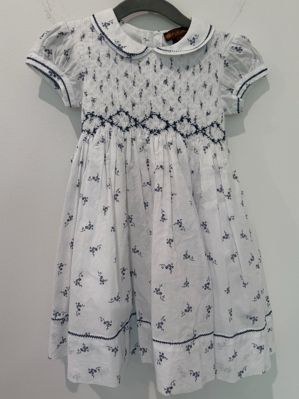 💙 Fleurisse Hand-Smocked Dress in Blue & White - Size 2 - Picture 8 of 9